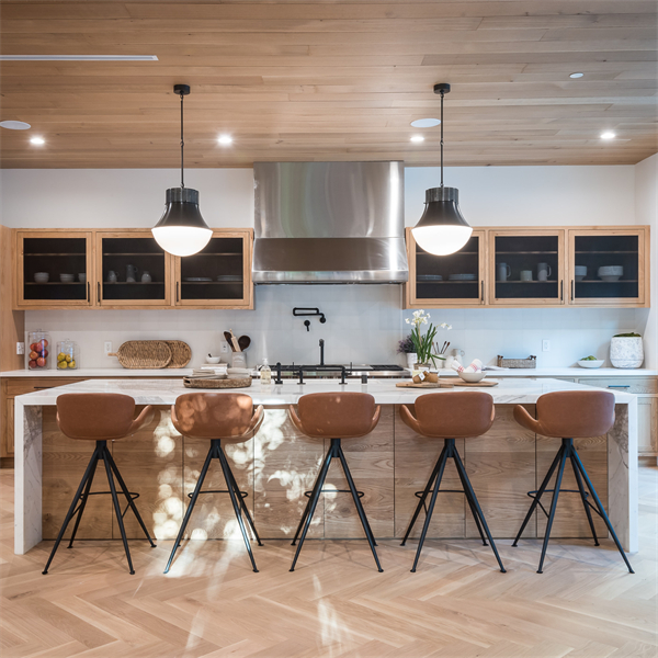 Modern Large Storage Transparent Solid Wood Kitchen Cabinet