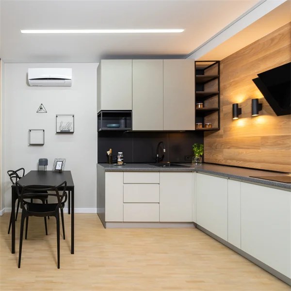 Minimalist L Shaped Eco Friendly Lacquer Kitchen Cabinet