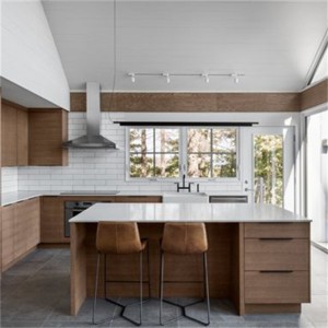 Custom High End Wood Grain Wood Veneer Kitchen Cabinet